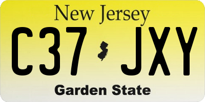 NJ license plate C37JXY