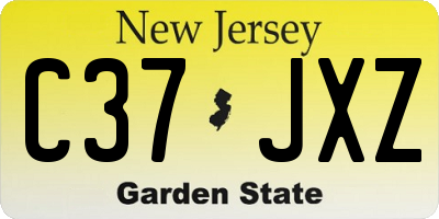 NJ license plate C37JXZ