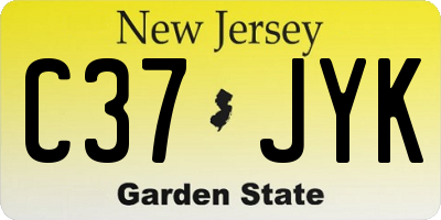 NJ license plate C37JYK
