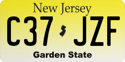 NJ license plate C37JZF