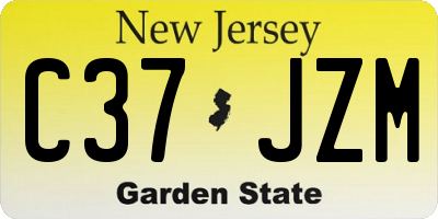 NJ license plate C37JZM