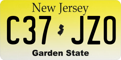 NJ license plate C37JZO