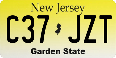 NJ license plate C37JZT