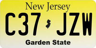 NJ license plate C37JZW