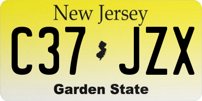 NJ license plate C37JZX