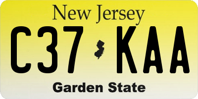 NJ license plate C37KAA