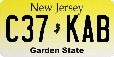NJ license plate C37KAB