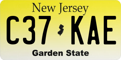 NJ license plate C37KAE