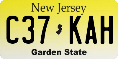 NJ license plate C37KAH