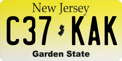 NJ license plate C37KAK