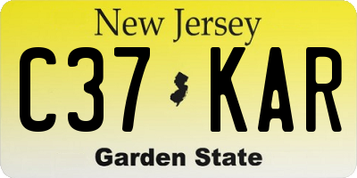 NJ license plate C37KAR