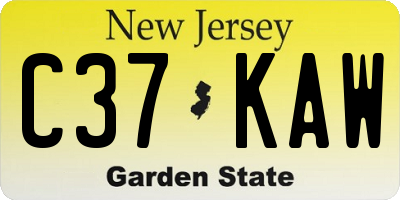 NJ license plate C37KAW