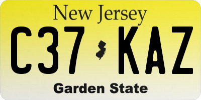 NJ license plate C37KAZ