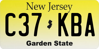NJ license plate C37KBA