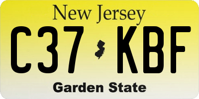 NJ license plate C37KBF