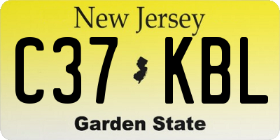 NJ license plate C37KBL