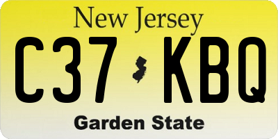 NJ license plate C37KBQ