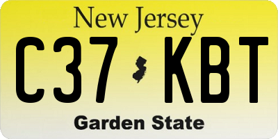NJ license plate C37KBT