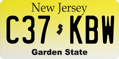 NJ license plate C37KBW