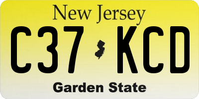 NJ license plate C37KCD