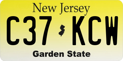 NJ license plate C37KCW