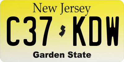 NJ license plate C37KDW