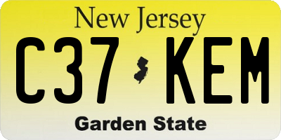 NJ license plate C37KEM