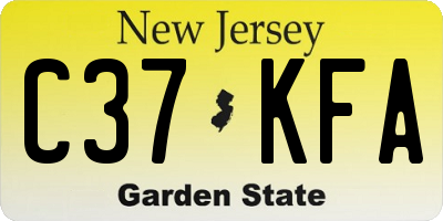 NJ license plate C37KFA
