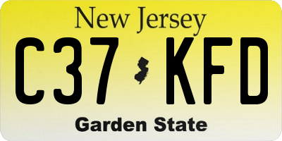 NJ license plate C37KFD