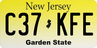 NJ license plate C37KFE