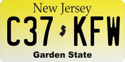 NJ license plate C37KFW