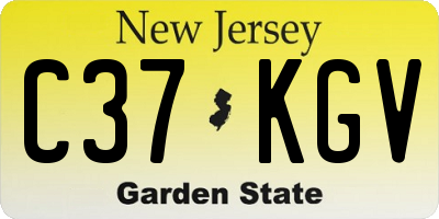 NJ license plate C37KGV