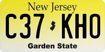 NJ license plate C37KHO