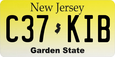 NJ license plate C37KIB