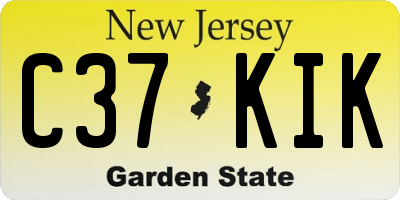 NJ license plate C37KIK