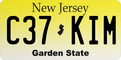 NJ license plate C37KIM