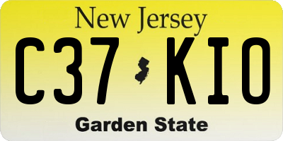 NJ license plate C37KIO