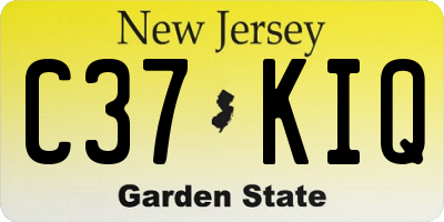 NJ license plate C37KIQ