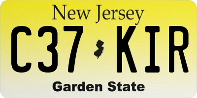 NJ license plate C37KIR