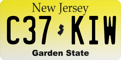 NJ license plate C37KIW