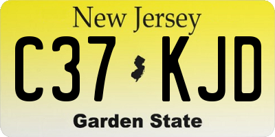NJ license plate C37KJD