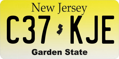 NJ license plate C37KJE