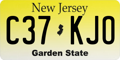 NJ license plate C37KJO