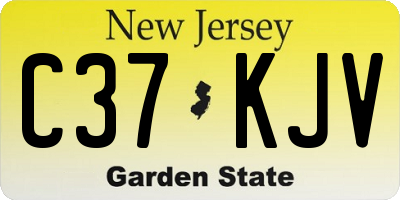 NJ license plate C37KJV