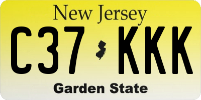 NJ license plate C37KKK