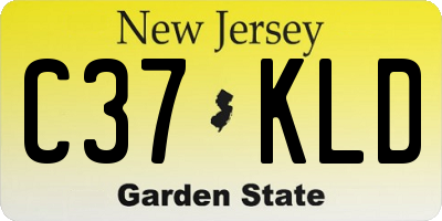 NJ license plate C37KLD