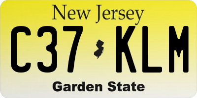 NJ license plate C37KLM