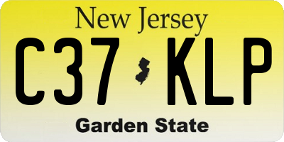 NJ license plate C37KLP