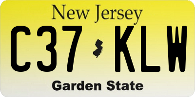 NJ license plate C37KLW