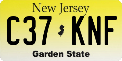 NJ license plate C37KNF